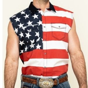 Cody James Men's American Flag Bubba Sleeveless Western Shirt